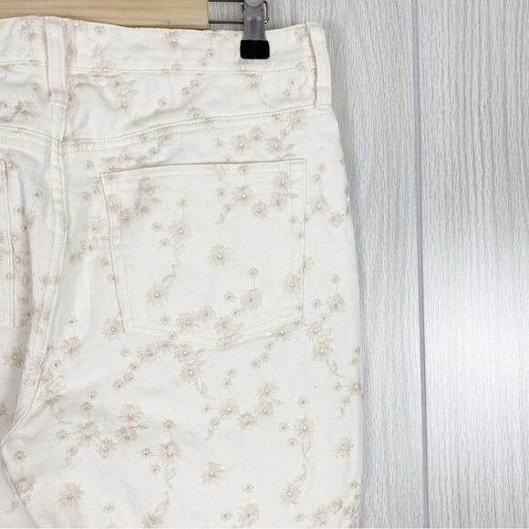 J. Crew | White Floral Embroidered Billie Demi Door Cropped Jeans Size 29 - Picture 4 of 12